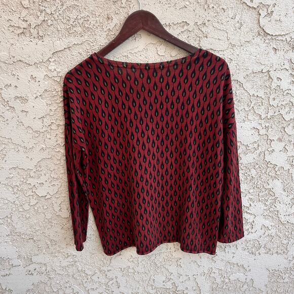 Garnet Hill Leaf Print Sweater Size XS - Picture 2 of 4